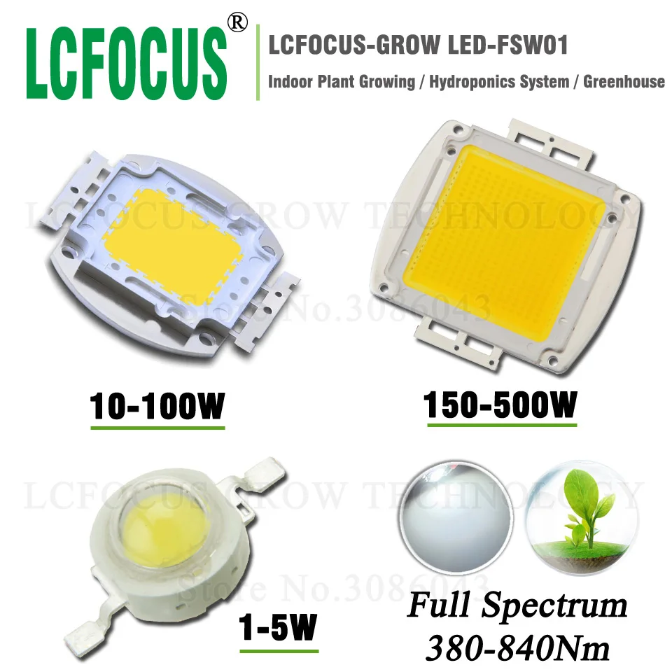 Large 30W 60W 100W 150W 200W 380-840NM LED luz de espectro completo de crecimiento y floración 